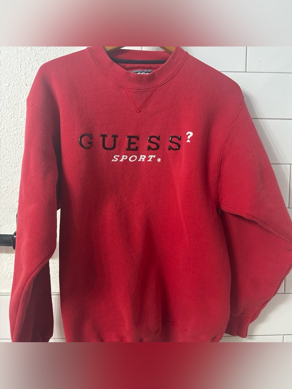 Guess Red Crewneck Sweatshirt with Logo